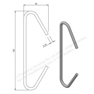 CH100 – Hook C 100 mm x 3.15 mm HDLC Powder Coating Hooks (Box of 1,500)