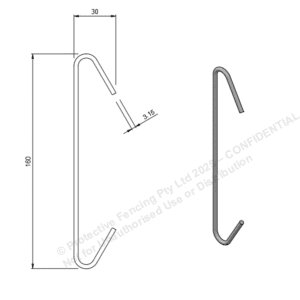 CH160 – Hook C 160 mm x 3.15 mm HDLC Powder Coating Hooks (Box of 1,000)