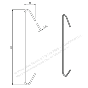 CH200 – Hook C 200 mm x 3.15 mm HDLC Powder Coating Hooks (Box of 500)