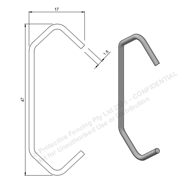 CH50 – Hook C 50 mm x 1.6 mm HDLC Powder Coating Hooks (Box of 5,000)