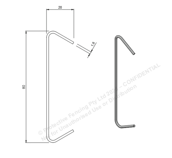 CH80 – Hook C 80 mm x 1.6 mm HDLC Powder Coating Hooks (Box of 5,000)